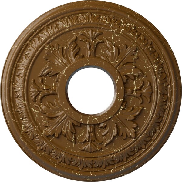 Ekena Millwork Baltimore Medallion (Canopies up to 5 1/2"), 15 3/8"OD x 4 1/4"ID x 1 1/2"P, Smokey Topaz Crackle CM15BASTC - main